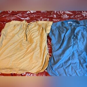 Yellow and Blue Button-Up Shirts